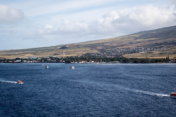 Lahina in the distance as tenders return to the ship.
